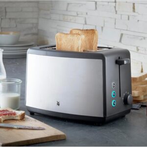 WMF Bueno Pro Doppelschlitz Toaster aus Edelstahl mit Brötchenaufsatz